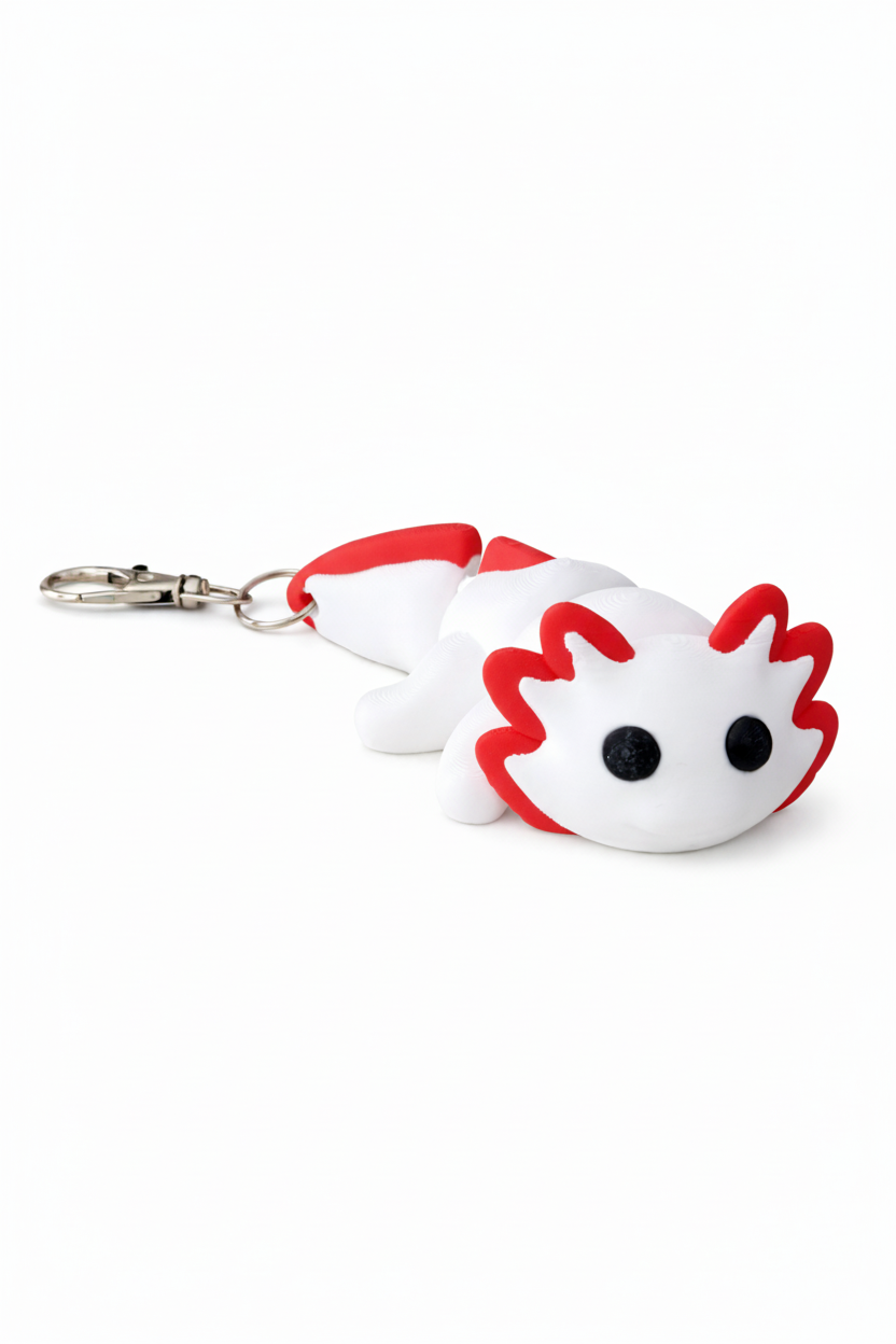 Axolotl Keychain - Matte Red